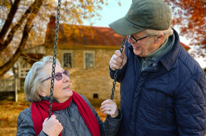 Smiling older couple